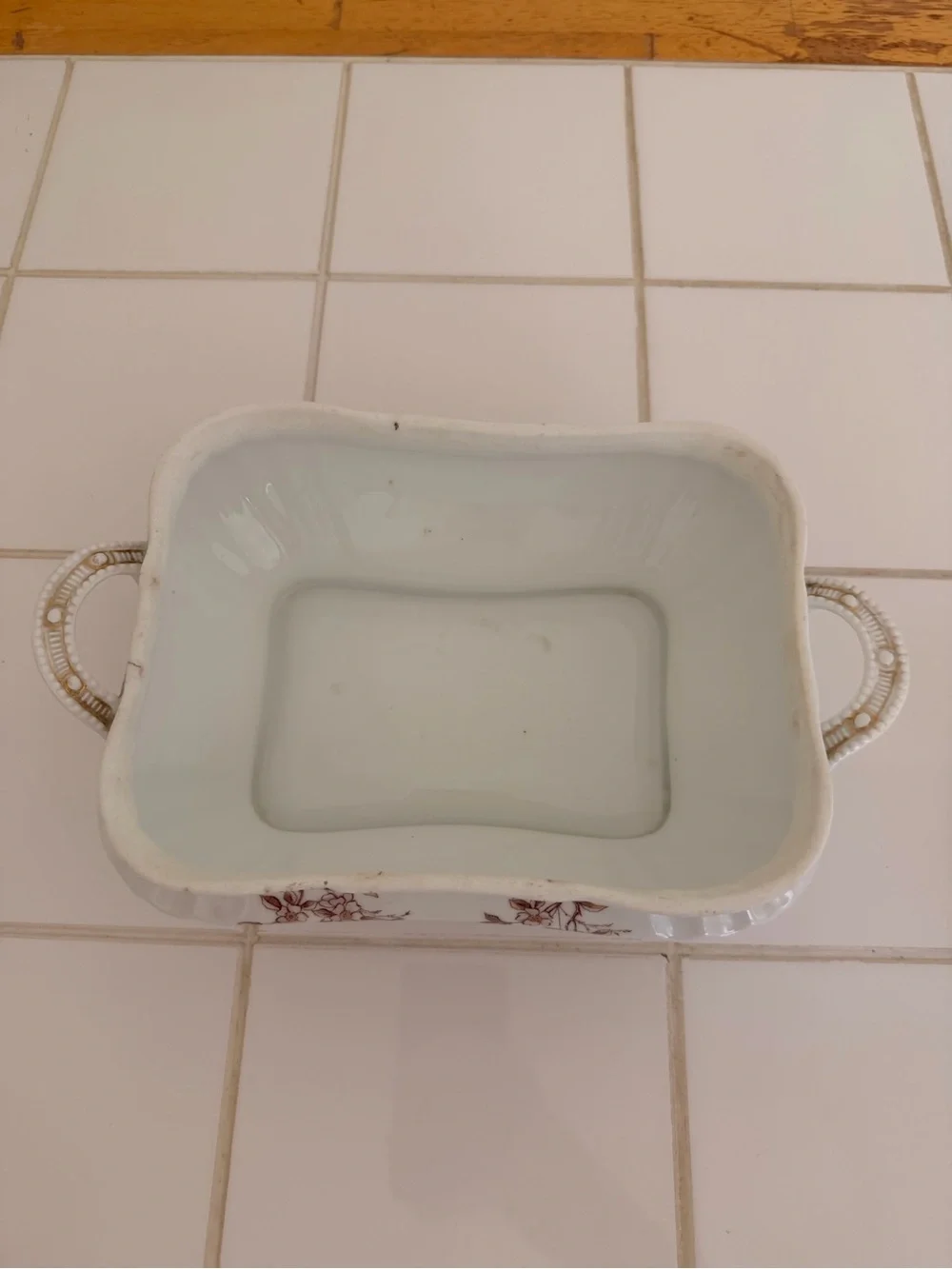 Vintage Austrian Brown Floral Covered Bone China Serving Dish Gold Trim EC